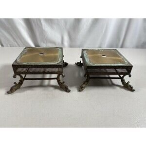 ONE (1) Vintage Brass Footed Lamp Base Lamp Parts Ornate #70
